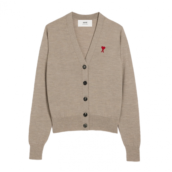 [아미] BFFKC111.KN0025 271 하트자수 브이넥 가디건 베이지 클레어 여성 자켓